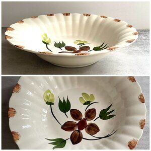 Vintage Blue Ridge Southern Pottery Brown Hand Painted Floral Serving Bowl 9.25"
